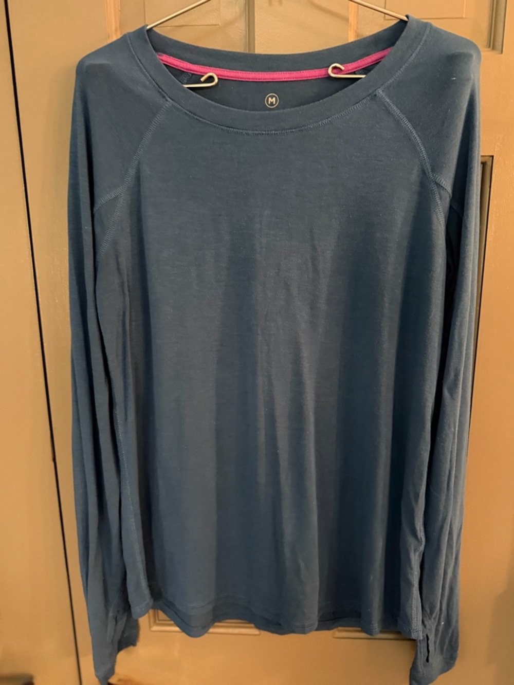 Free Fly Apparel Women Performance Bamboo Long-Sleeve Royal Blue Crew Tee Size M